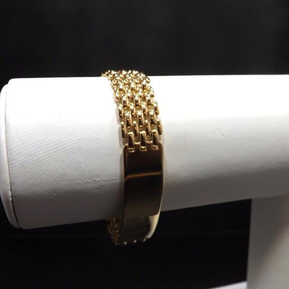 Vintage ID Style Chain Bracelet, Interlocking Chain, Gold Plated, 7 Inches - Picture 3 of 8